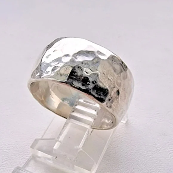 Silpada Vintage Heavy Hammered 
Sterling Silver Wide Band Ring Size 8 - Picture 4 of 8